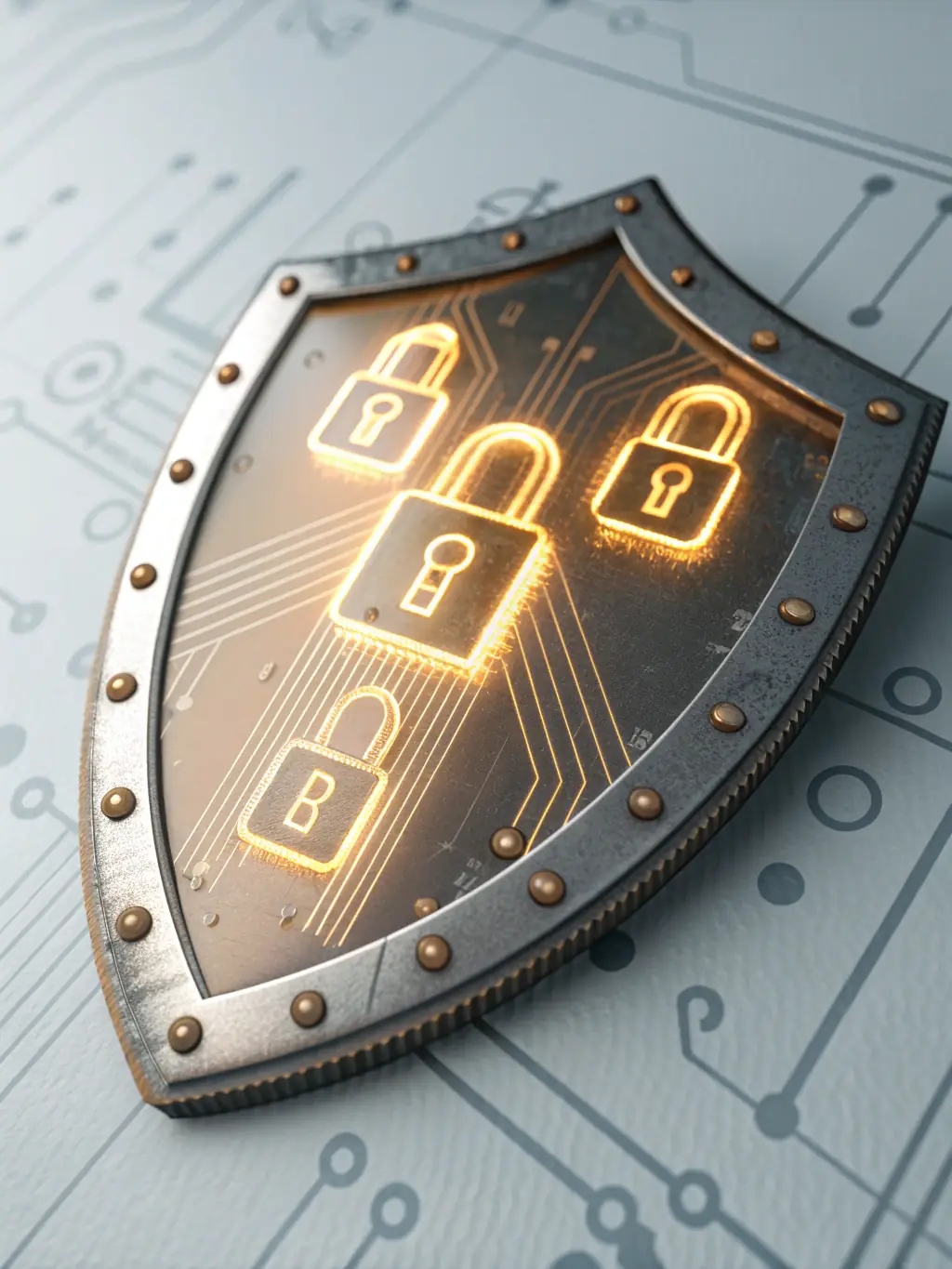 A digital illustration representing a shield protecting data streams, symbolizing cyber resilience and data security for an organization.