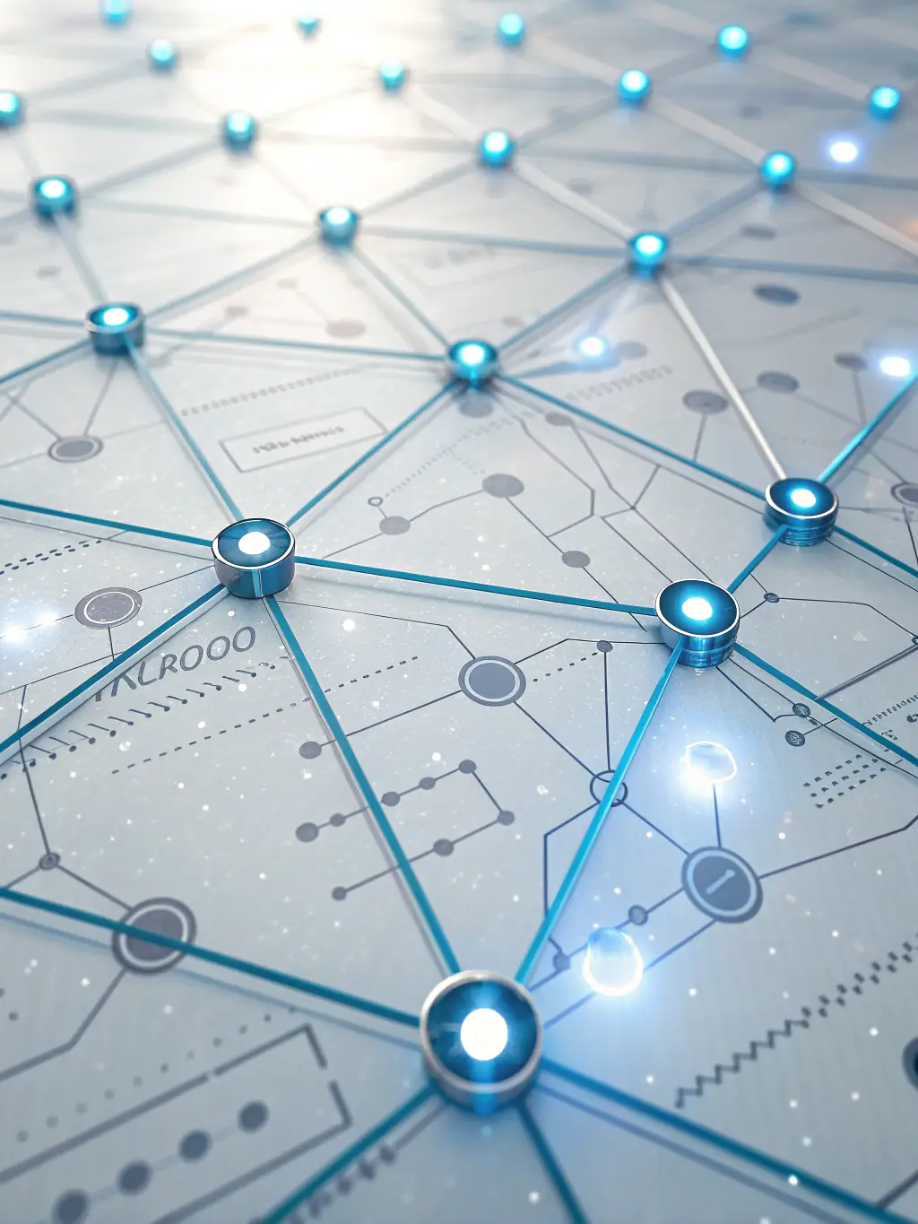 An abstract image representing decision-making processes, with interconnected nodes symbolizing emerging technologies and governance frameworks.